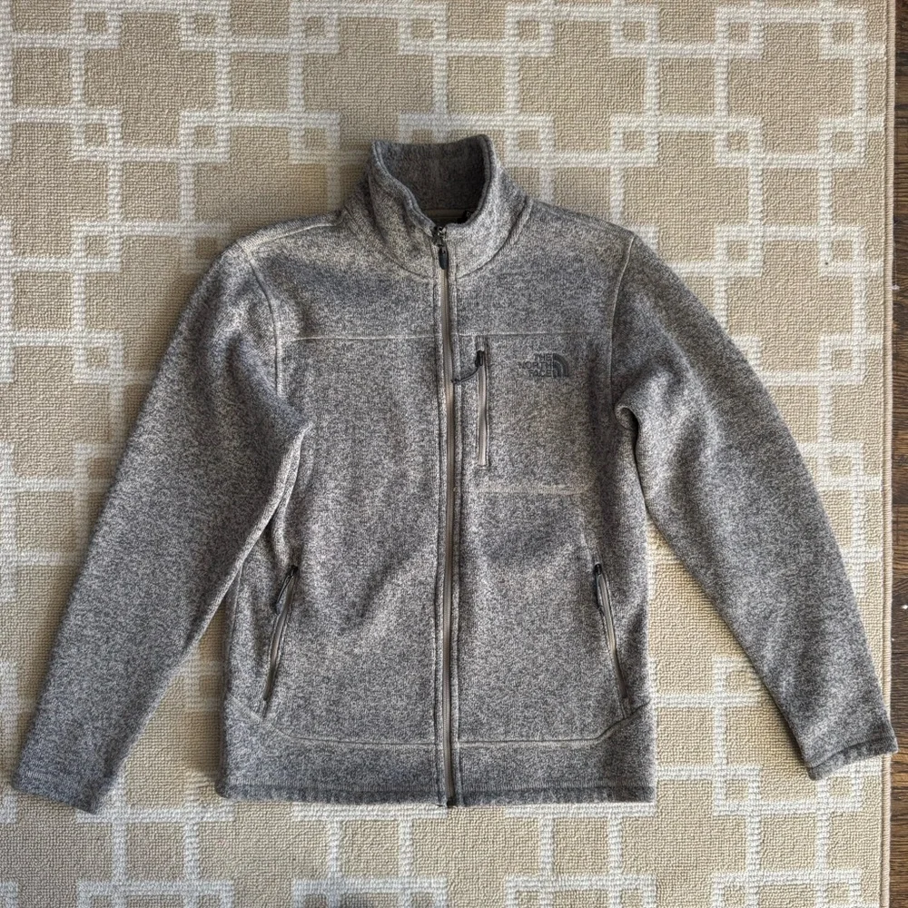 The North Face Sweater Fleece Full Zip Jacket Outdoor Hiking Heathered Brown S